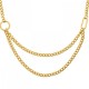 Collier 2 rangs en acier 316 L PVD Doré Bijou tendance double chaîne