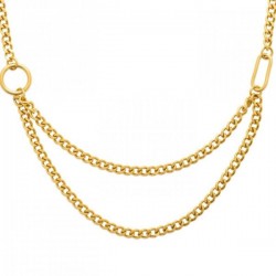 Collier 2 rangs en acier 316 L PVD Doré Bijou tendance double chaîne