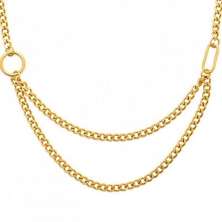 Collier 2 rangs en acier 316 L PVD Doré Bijou tendance double chaîne