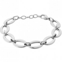 Bracelet gros maillons en acier 316 L PVD argenté longueur 20 cm ajustable