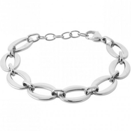 Bracelet gros maillons en acier 316 L PVD argenté longueur 20 cm ajustable