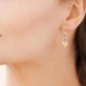 Boucles d'oreilles créoles pendantes coeur lune Plaqué Or 18 carats et pierres