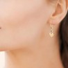 Boucles d'oreilles créoles pendantes coeur lune Plaqué Or 18 carats et pierres