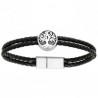Bracelet arbre de vie en acier 316 L et cuir véritable