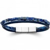 Bracelet cuir et pierres sodalites véritables pour homme longueur 21 cm