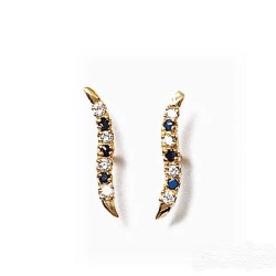 Boucles d'oreilles en plaqué Or saphir et Zirconium