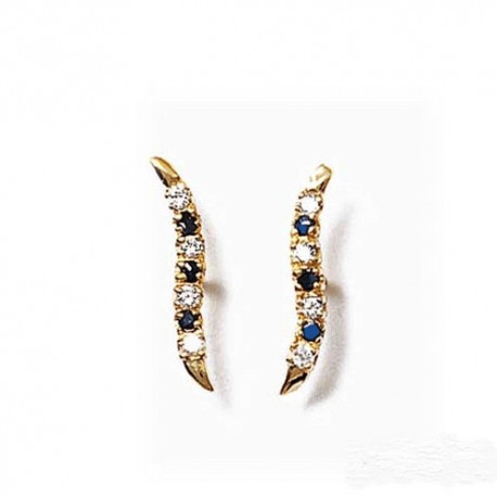 Boucles d'oreilles en plaqué Or saphir et Zirconium