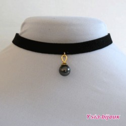 Collier ras de cou noir collection glamour Ysia-bijoux