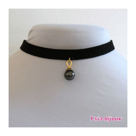 Collier ras de cou noir collection glamour Ysia-bijoux