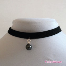 Collier ras de cou noir collection glamour Ysia-bijoux