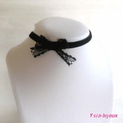 Collier sexy chic collection Ysia-bijoux noeud dentelle noire