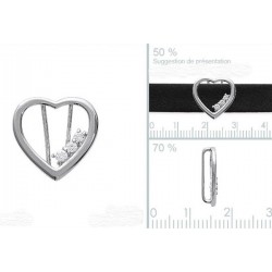 Pendentif coeur Argent 925 et Zirconium à insérer dans ruban