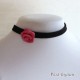 Collier ras de cou noir et rose textile rose antique