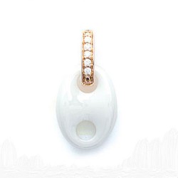 Pendentif grain de café céramique blanche bélière plaqué or 18K