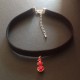 Collier glamour ras de cou pendentif cristal rouge griffé