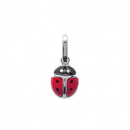 Pendentif coccinelle en rouge en argent 925 et émail