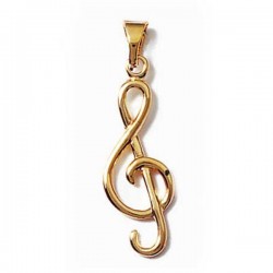 Pendentif note de musique clef de sol en plaqué or