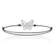 Bracelet argent 925 papillon ajouré sur cordon noir ajustable