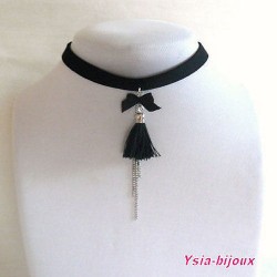 Collier ras de cou noir collection glamour Ysia-bijoux