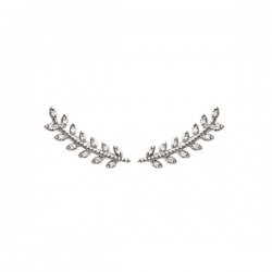 Boucles contours d'oreilles feuilles de laurier argent 925 et zirconium