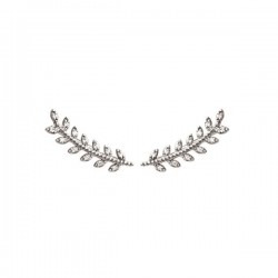 Boucles contours d'oreilles feuilles de laurier argent 925 et zirconium