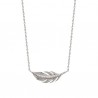 Collier argent 925/000 et zirconium pendentif feuille collection Nature