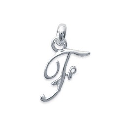 Pendentif initiale F en argent 925/000 lettre prénom 18 mm 