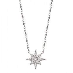 Collier étoile en argent 925/000 rhodié et zirconium bijou de joaillerie