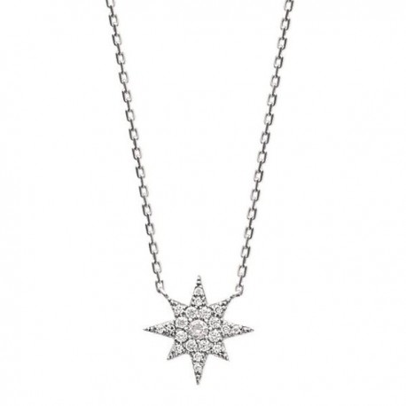 Collier étoile en argent 925/000 rhodié et zirconium bijou de joaillerie