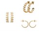 Boucles d'oreilles créoles épis de blé en plaqué or 18 carats et zirconium