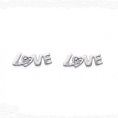 Boucles d'oreilles puces LOVE en argent 925