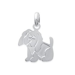 Pendentif joli chien en argent massif 925/000 rhodié