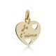 Pendentif coeur gravé je t'aime en plaqué or 18 carats bijou love