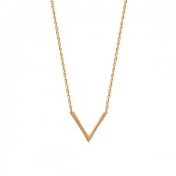 Collier tendance en plaqué or 18 carats pendentif forme V