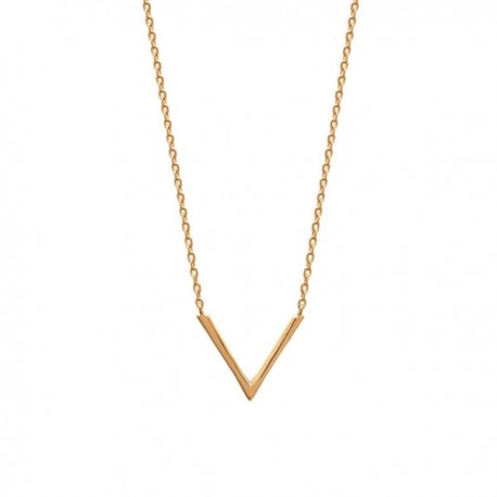 Collier tendance en plaqué or 18 carats pendentif forme V