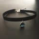 Collier chic glamour ras de cou pendentif goutte facettée bleu Montana