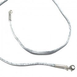 Collier cordon fil de soie bleu clair azur en argent 925 38 cm 40 cm 42 cm