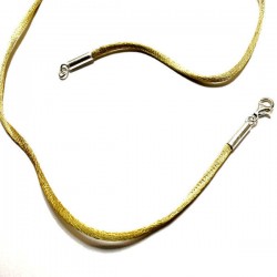 Collier cordon fil de soie doré et argent 925 38 cm 40 cm 42 cm