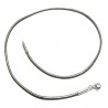 Collier cordon cuir gris métallisé et argent 925/000 Tailles 38 cm à 55 cm