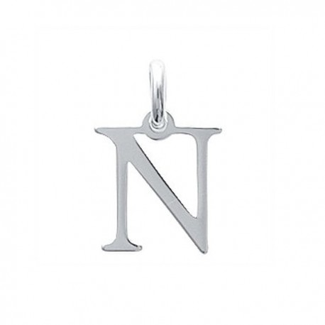 Pendentif initiale Argent 925 lettre N hauteur totale 18 mm avec bélière