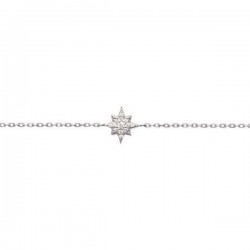 Bracelet étoile en argent 925/000 rhodié et oxyde de zirconium