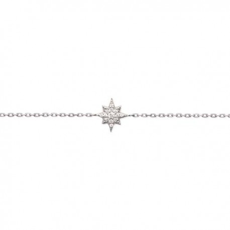Bracelet étoile en argent 925/000 rhodié et oxyde de zirconium