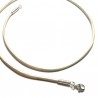 Collier cordon cuir crème métallisé et argent 925/000 du 38 cm au 55 cm