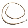 Collier cordon cuir bronze métallisé et argent 925/000 du 38 cm au 55 cm