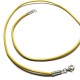 Collier cordon cuir jaune moutarde et argent 925/000 du 38 cm au 55 cm