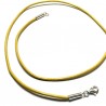 Collier cordon cuir jaune moutarde et argent 925/000 du 38 cm au 55 cm