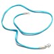 Collier cordon fil de soie turquoise fermoir argent massif 925 /000