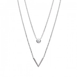 Collier 2 rangs en argent 925/000 et zirconium bijou tendance