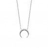 Collier corne demi lune en argent 925/000 rhodié et zirconium bijou tendance