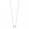 Collier corne demi lune en argent 925/000 rhodié et zirconium bijou tendance